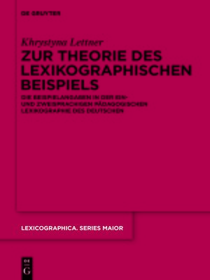 cover image of Zur Theorie des lexikographischen Beispiels